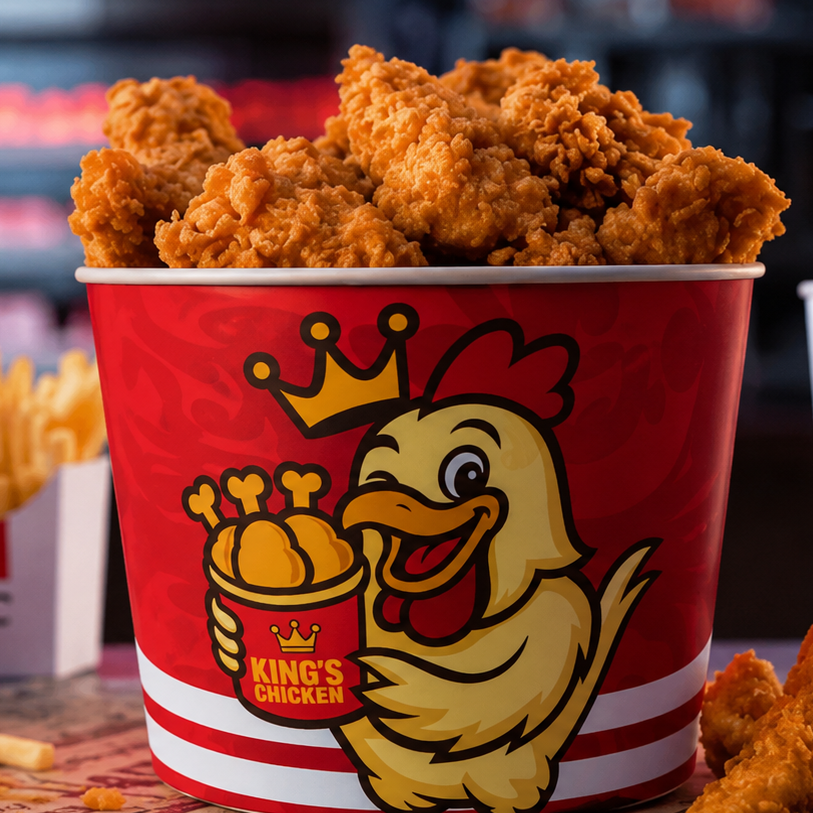 Popcorn chicken com fritas King's Chicken